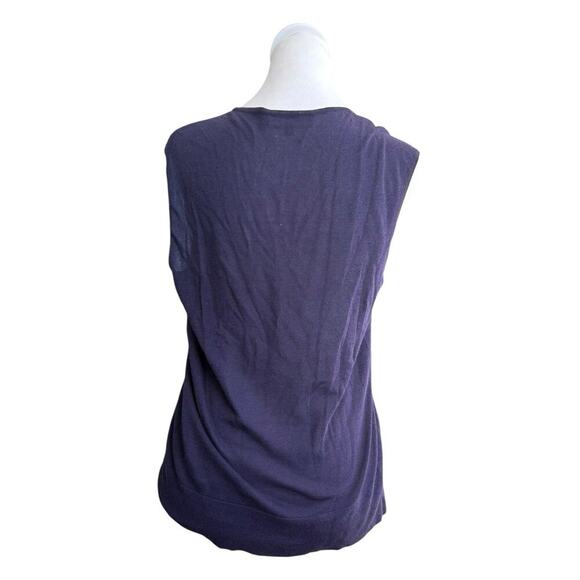 Ferragamo Logo Plaque Knit Blue Purple Tank Top Vet large Sleeveless Blouse - Picture 6 of 16